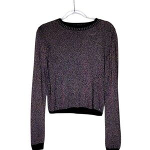 Maddie Black with Metallic Rainbow Thread Crewneck Sweater Style 16518